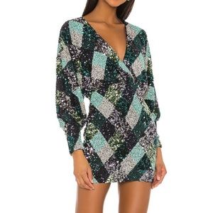 Song of Style Argyle Sequin Mini Dress